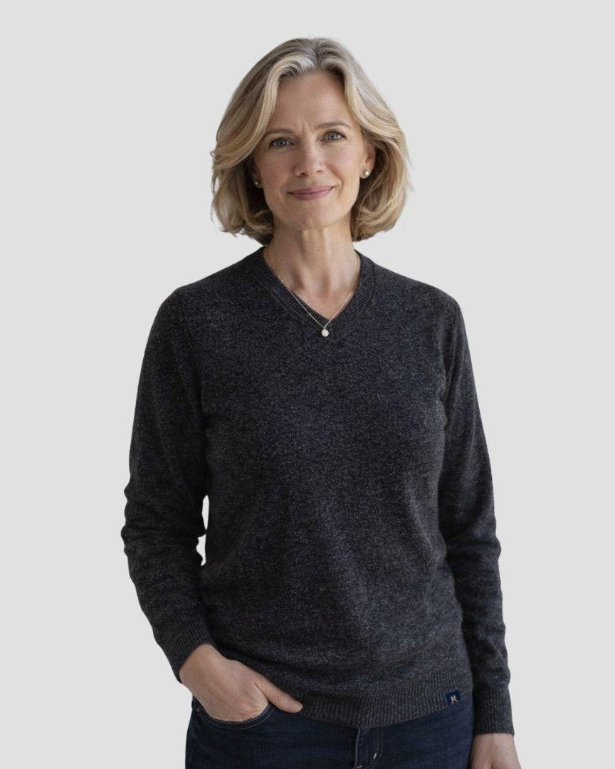 Classic V-Neck W - Charcoal - Hemprino