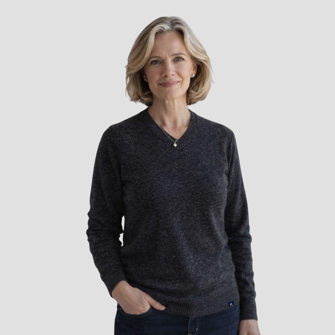 Classic V-Neck W - Charcoal - Hemprino