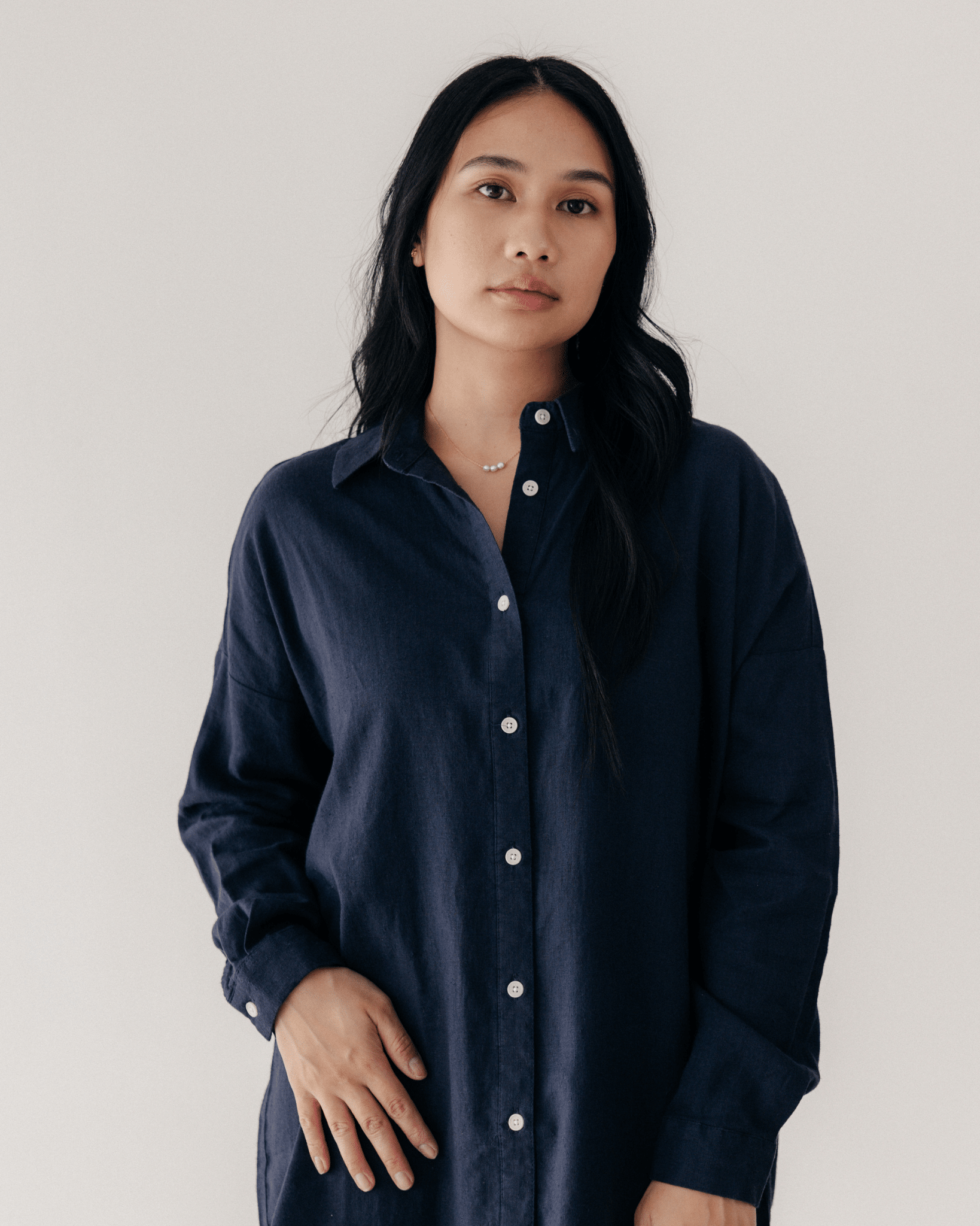 Riverside Hemp Shirt - Navy - Hemprino
