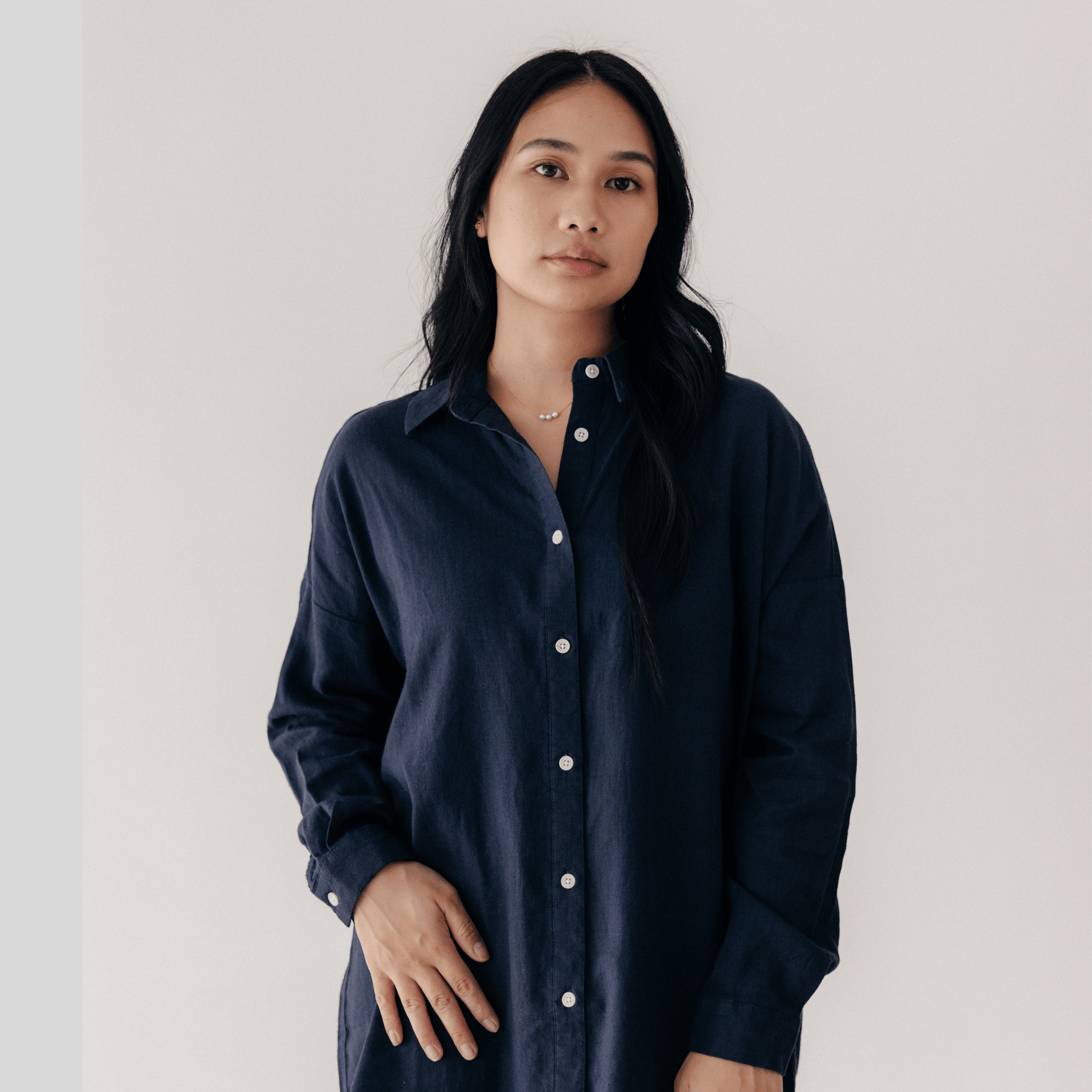 Riverside Hemp Shirt - Navy - Hemprino