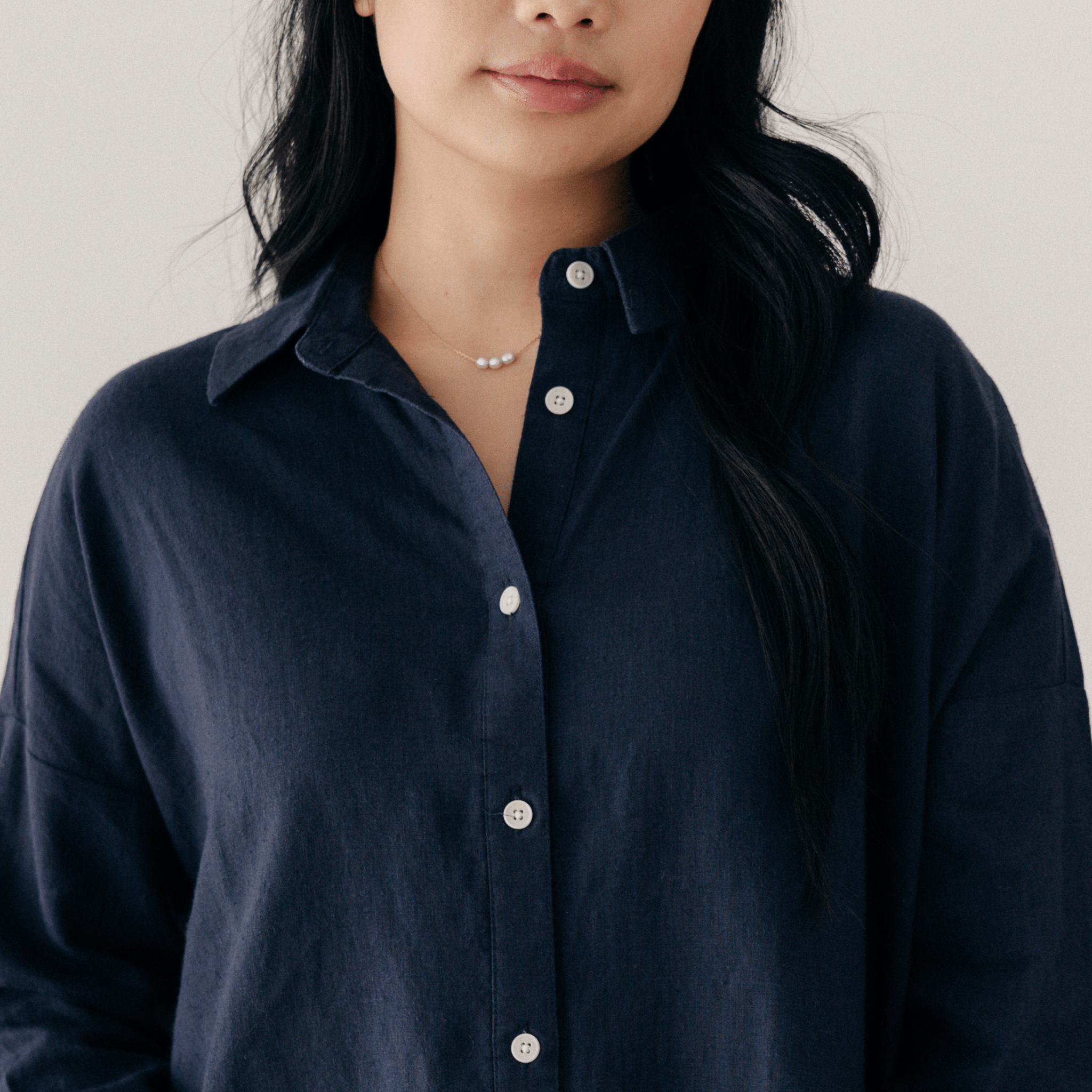 Riverside Hemp Shirt - Navy - Hemprino