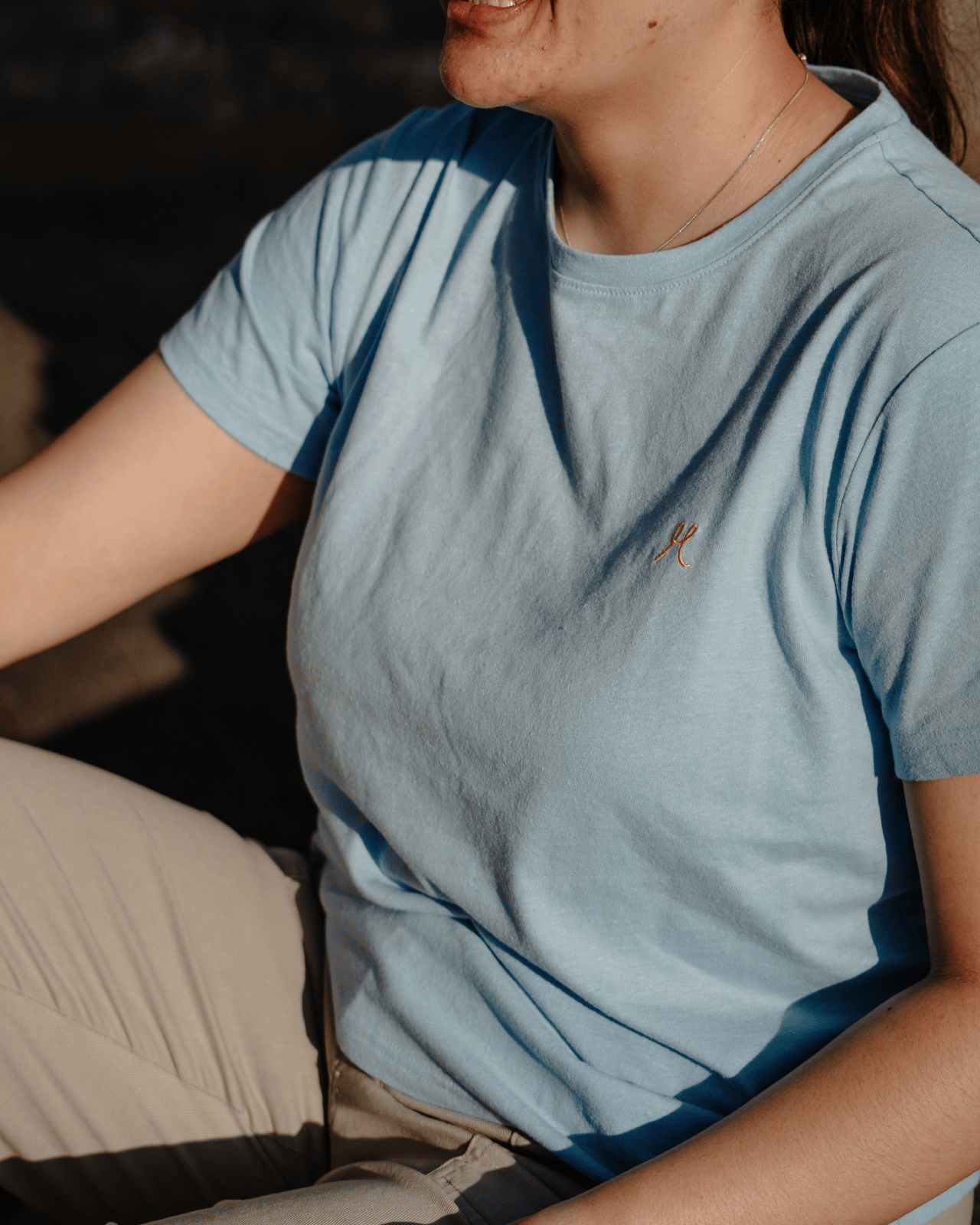 Women's Hemp Cotton Tee - Sky Blue - Hemprino