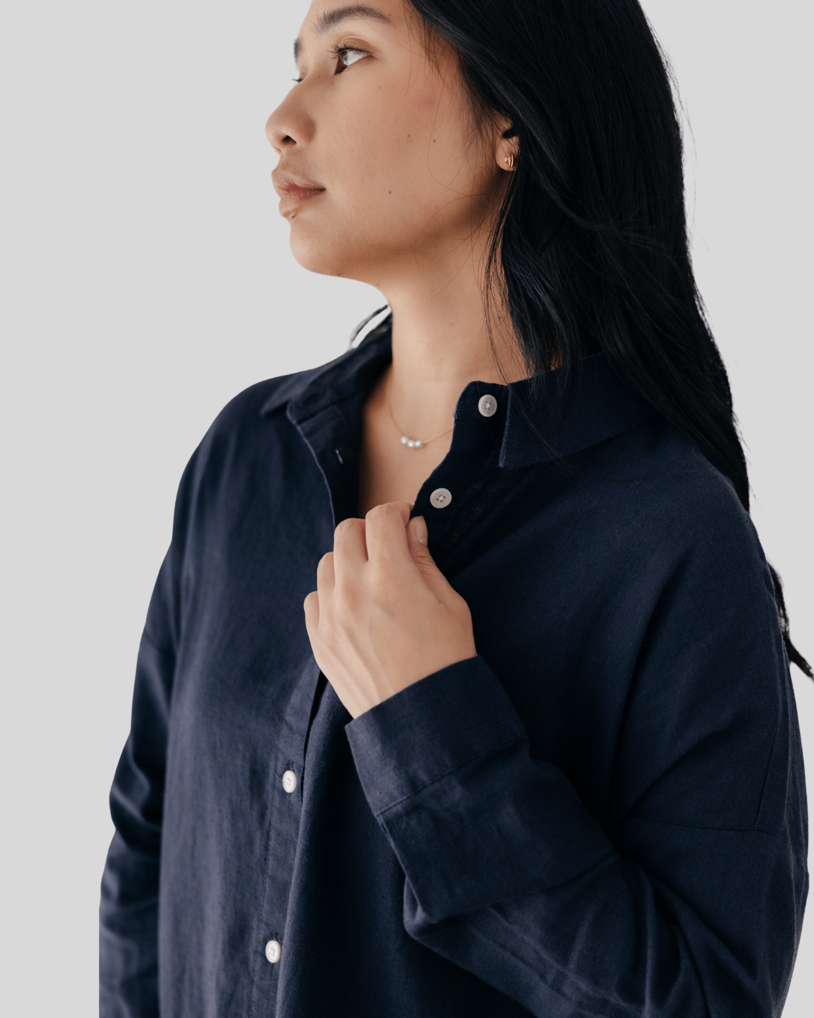 Riverside Hemp Shirt - Navy - Hemprino