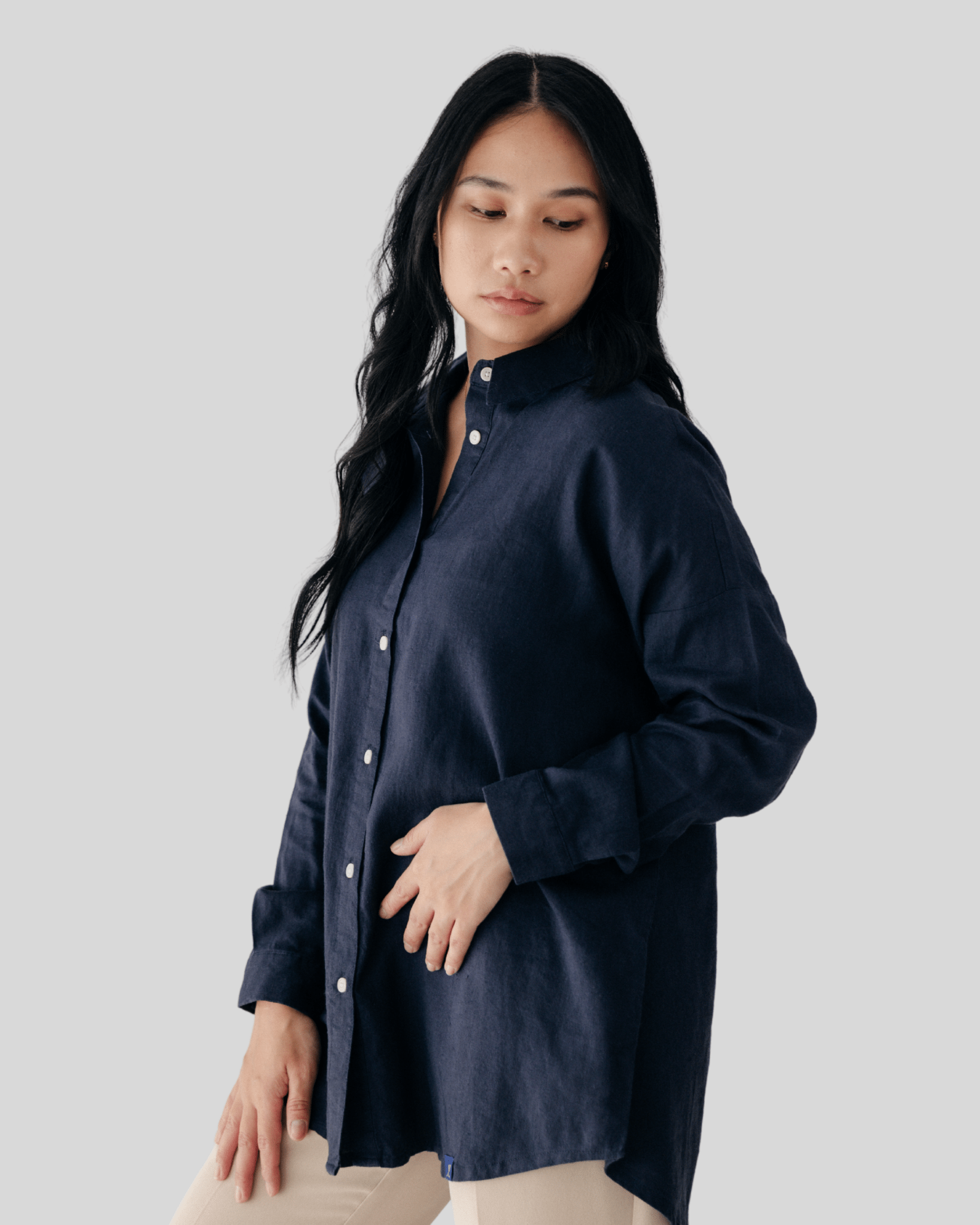 Riverside Hemp Shirt - Navy - Hemprino