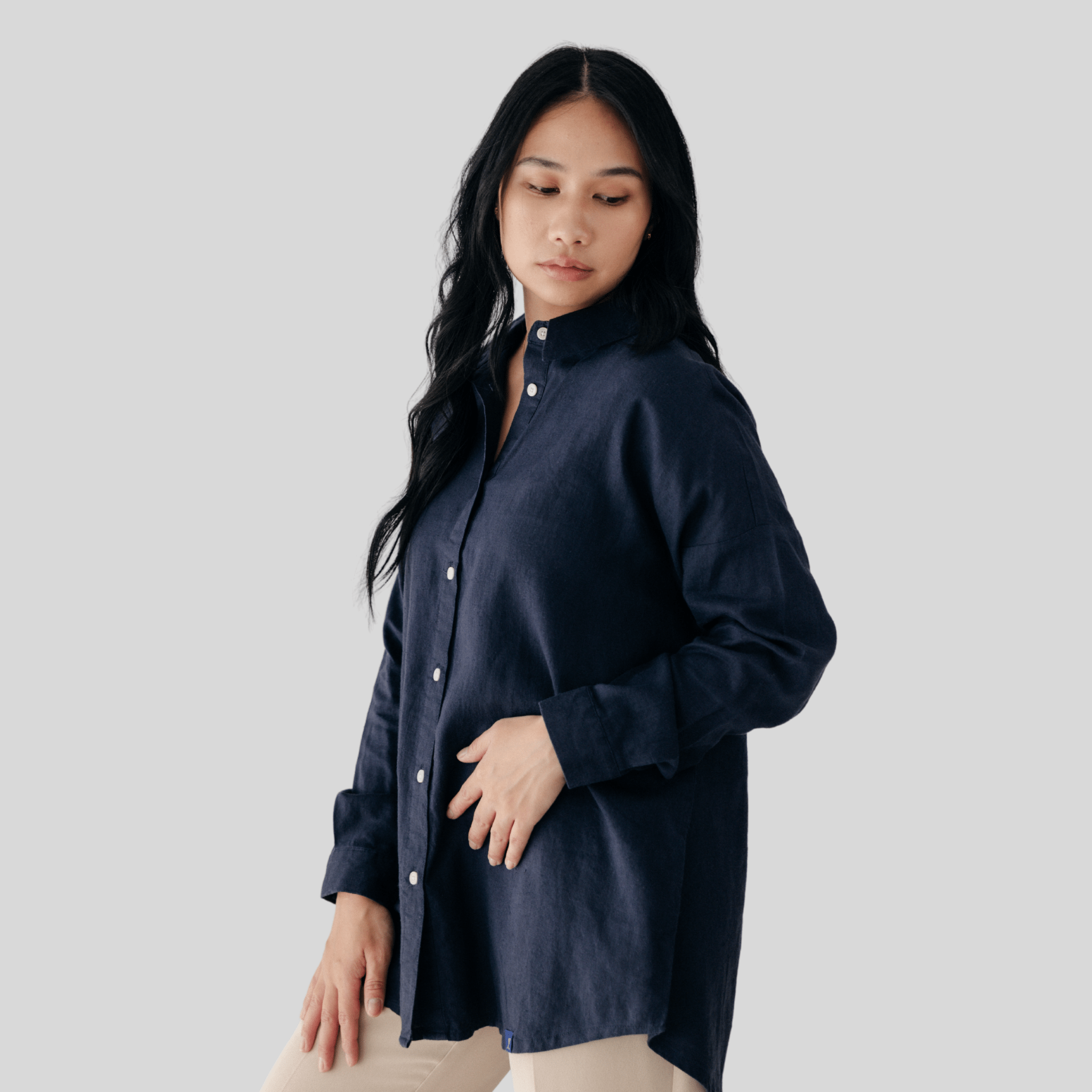 Riverside Hemp Shirt - Navy - Hemprino