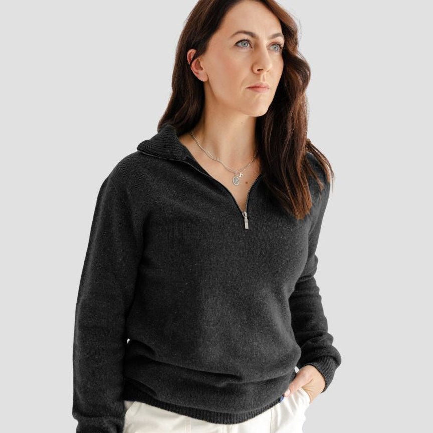Quarter-Zip W - Charcoal - Hemprino