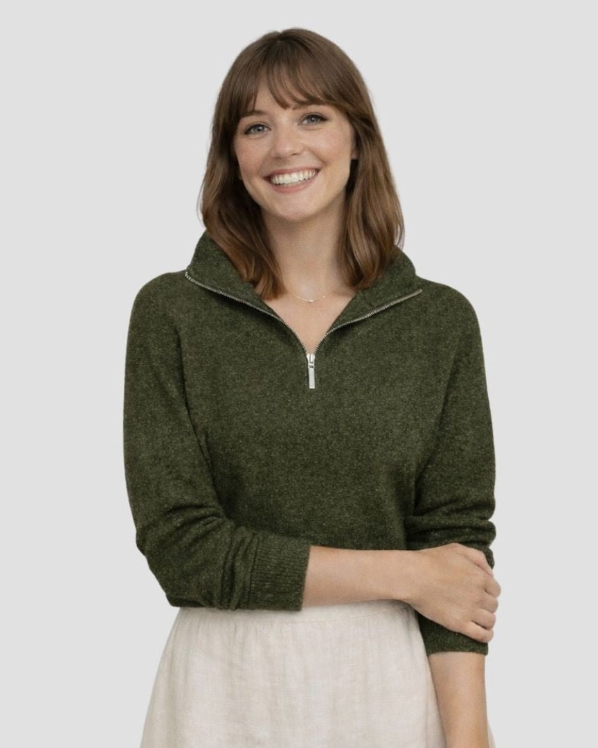 Quarter-Zip W - Kea Green - Hemprino