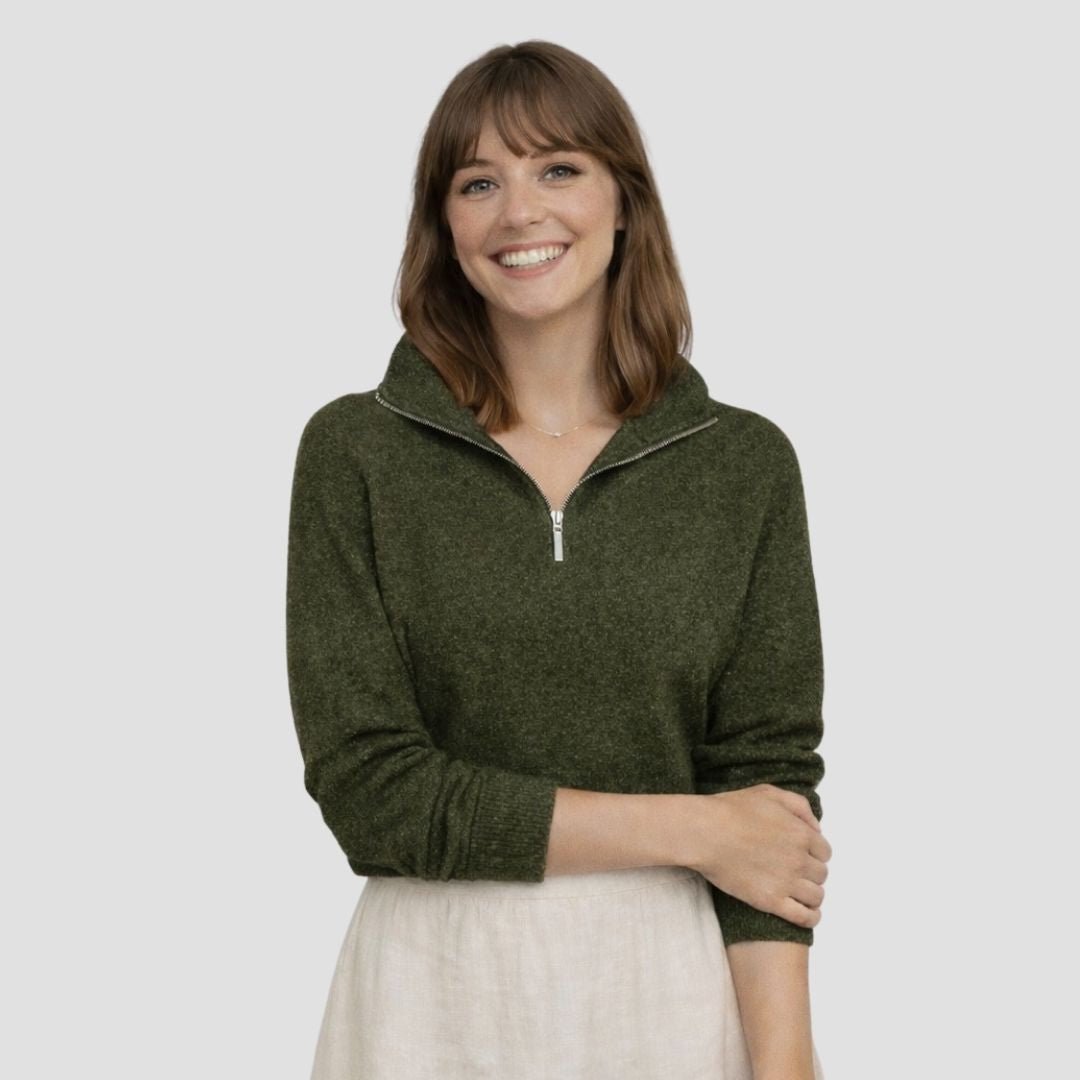 Quarter-Zip W - Kea Green - Hemprino