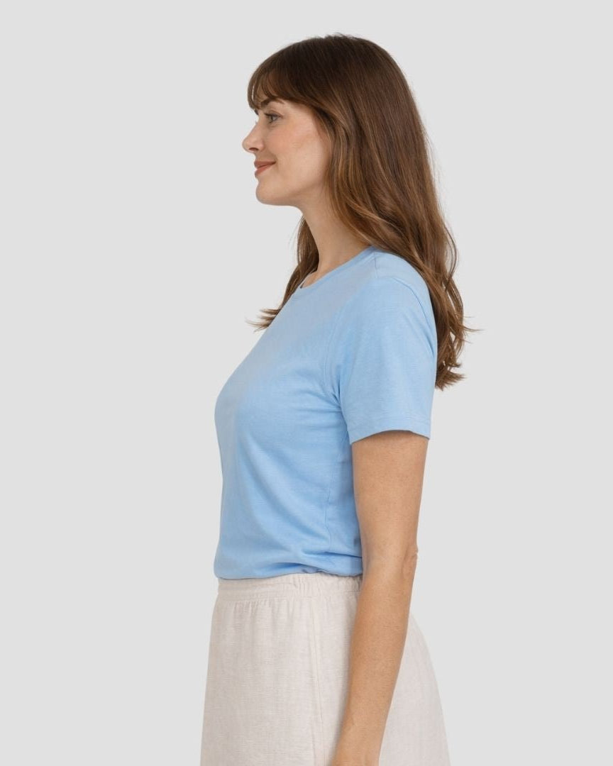 Women's Hemp Cotton Tee - Sky Blue - Hemprino