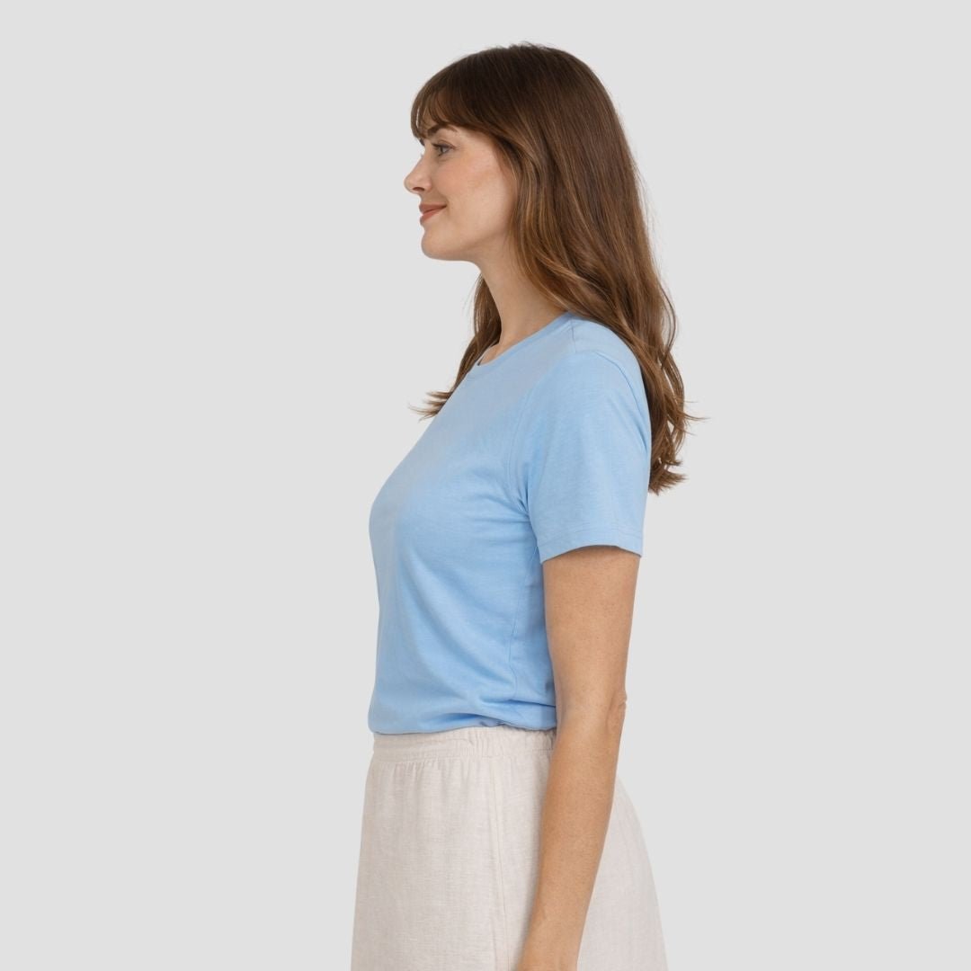 Women's Hemp Cotton Tee - Sky Blue - Hemprino