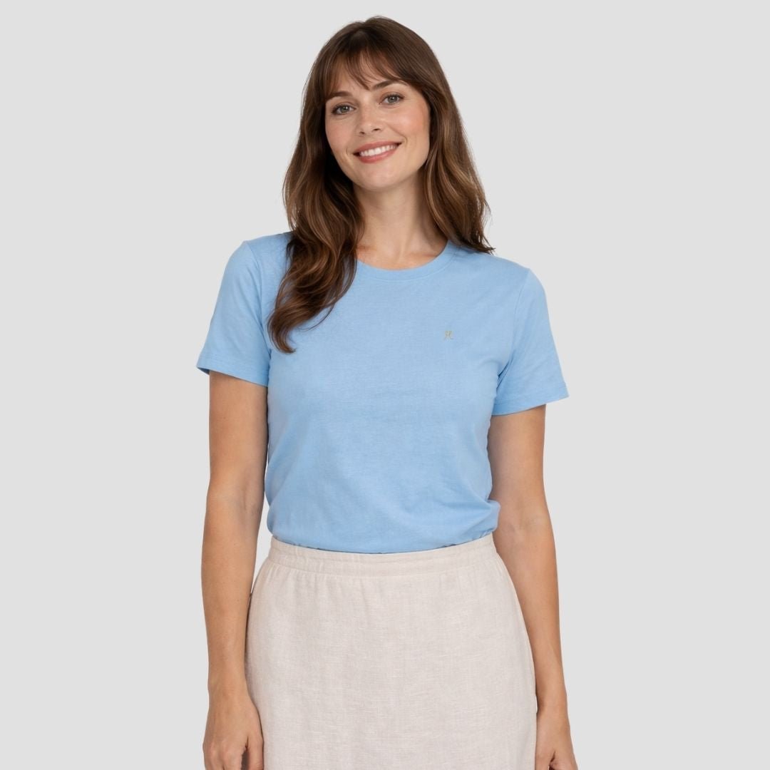 Women's Hemp Cotton Tee - Sky Blue - Hemprino