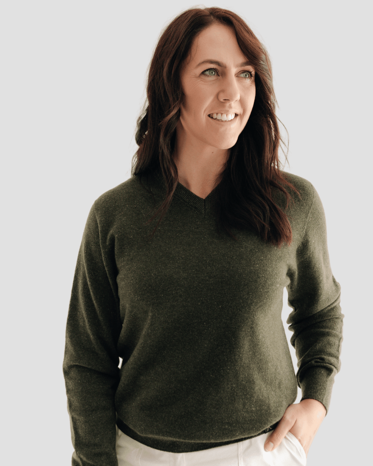 Classic V-neck W - Kea Green - Hemprino