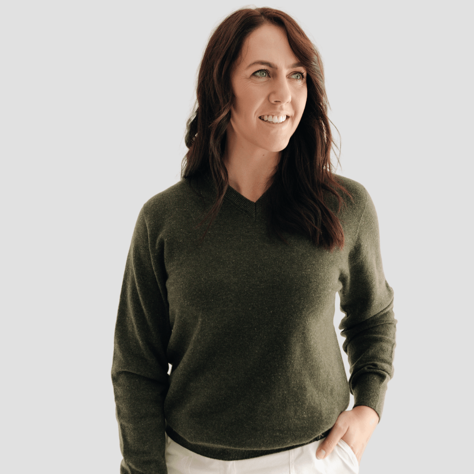 Classic V-neck W - Kea Green - Hemprino