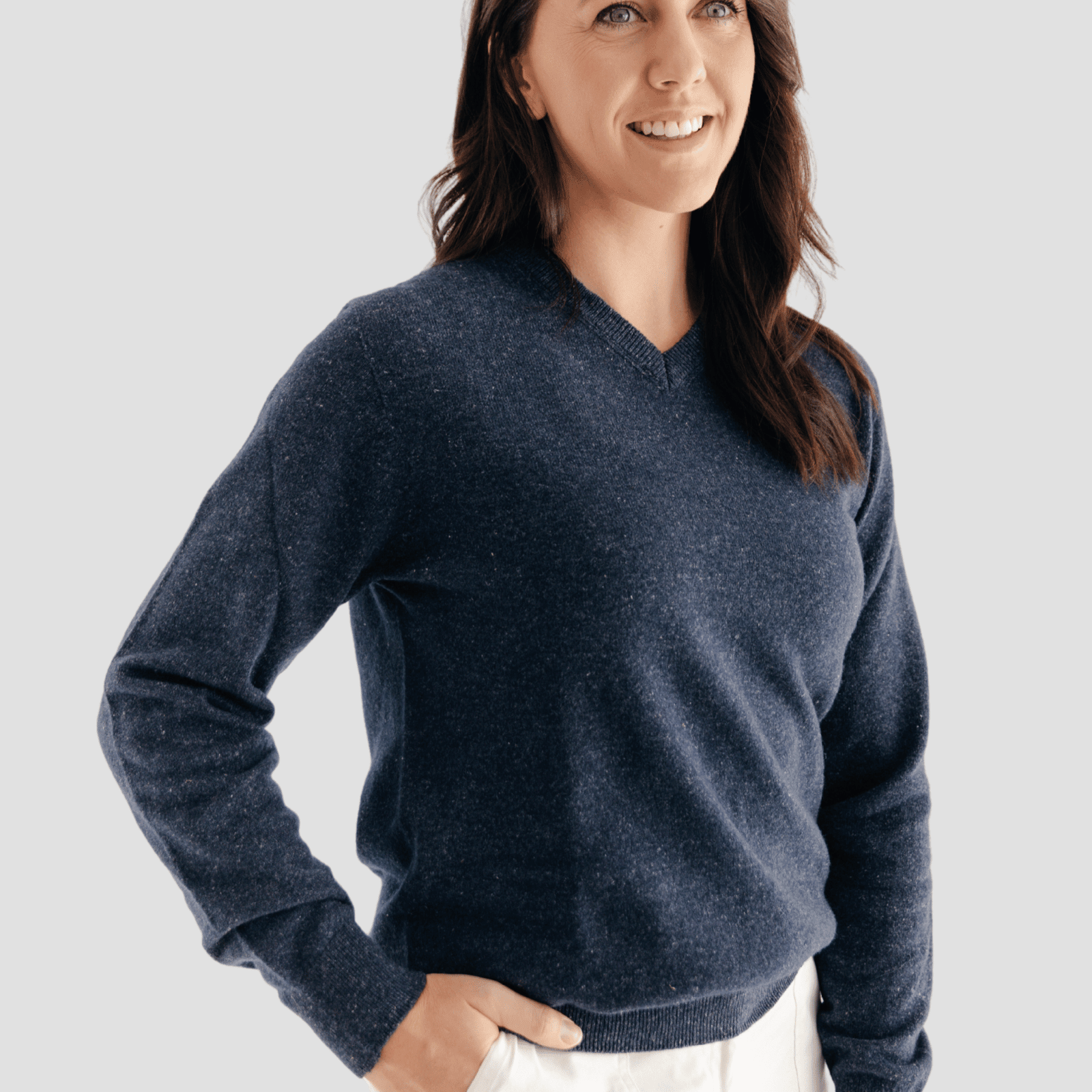 Classic V-neck W - Navy - Hemprino