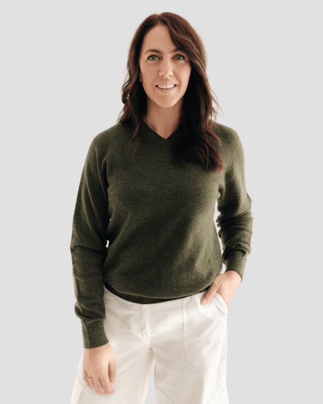 Classic V-neck W - Kea Green - Hemprino