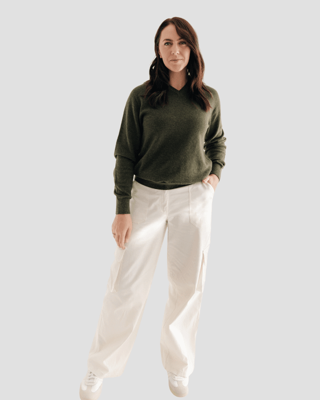 Classic V-neck W - Kea Green - Hemprino