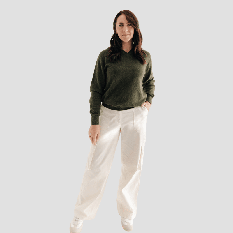 Classic V-neck W - Kea Green - Hemprino