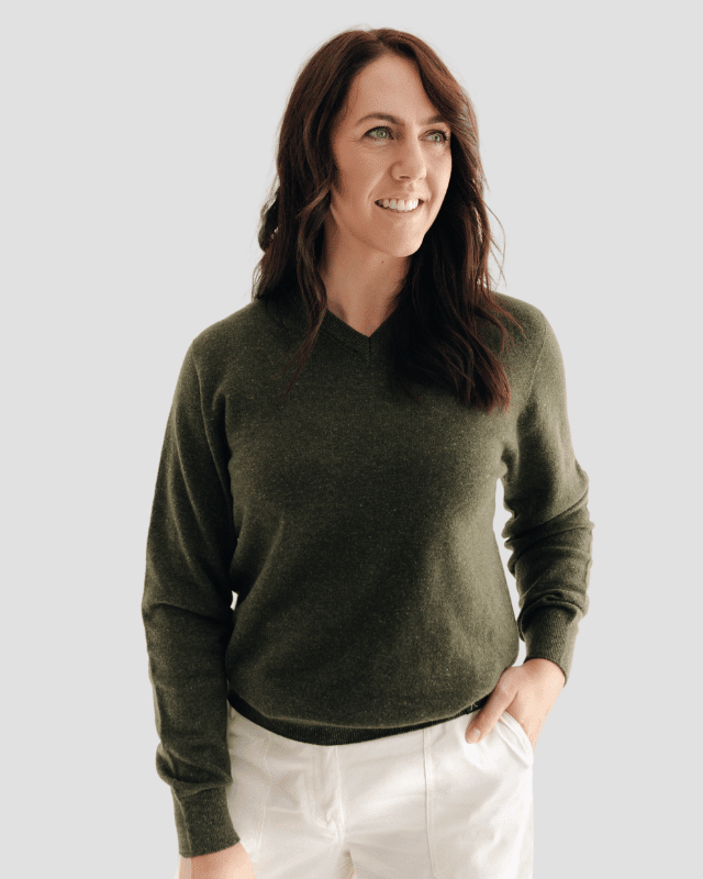 Classic V-neck W - Kea Green - Hemprino