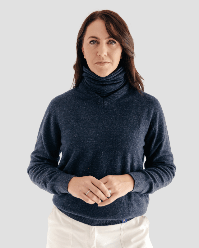 Classic V-neck W - Navy - Hemprino