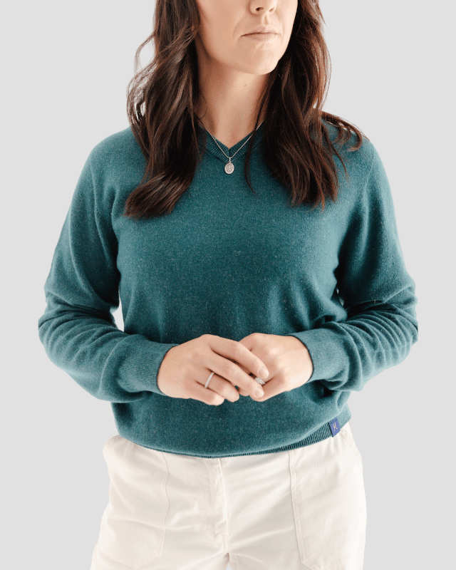 Classic V - Neck W - Teal - Hemprino