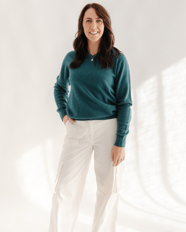 Classic V - Neck W - Teal - Hemprino