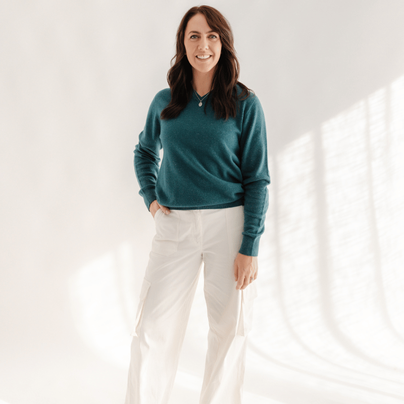 Classic V - Neck W - Teal - Hemprino