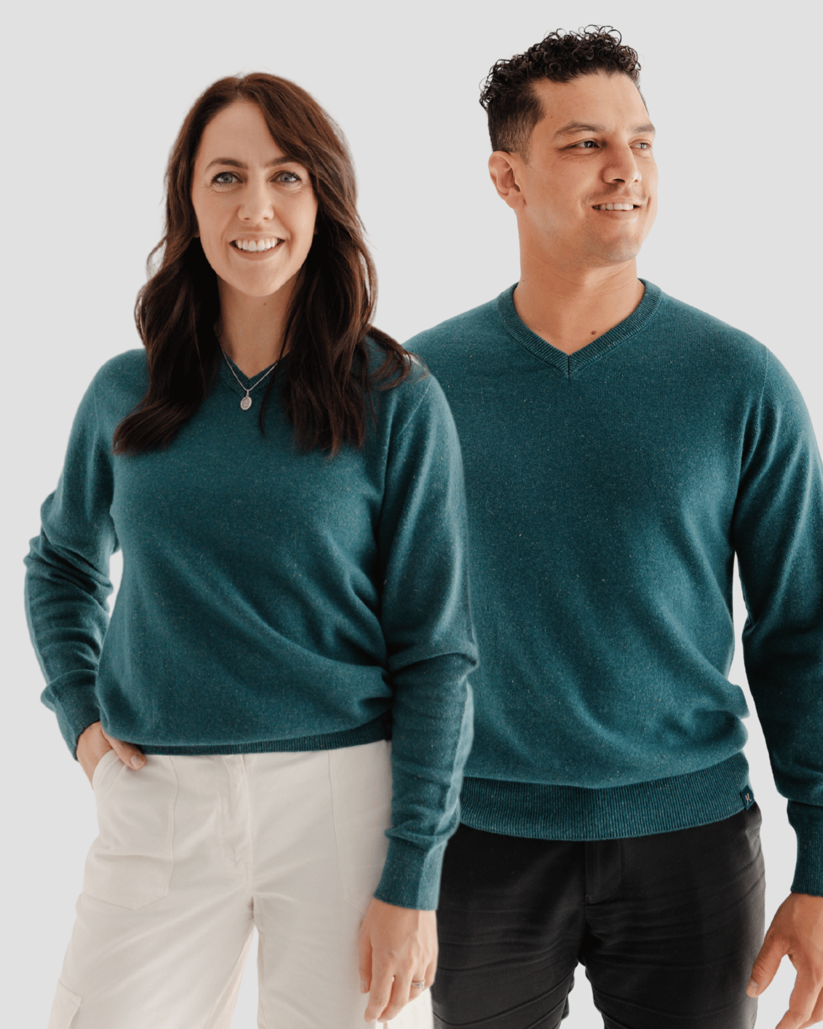 Classic V - Neck W - Teal - Hemprino