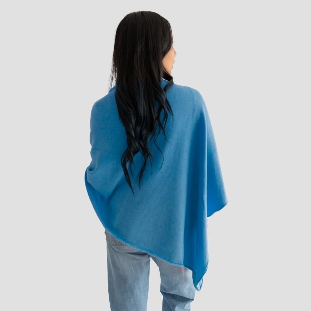 Merino & Hemp Wrap Poncho - Rakaia Blue - Hemprino