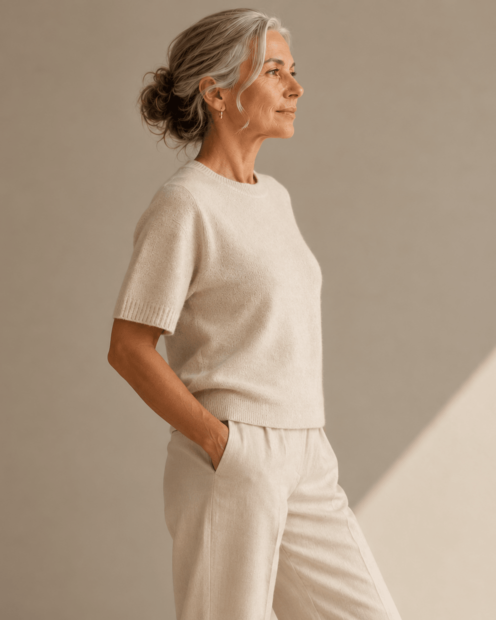 Women's Merino & Hemp Knit Tee - Natural - Hemprino