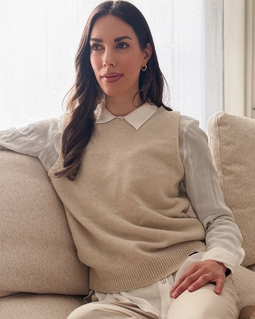 Women's Merino & Hemp Vest - Natural - Hemprino