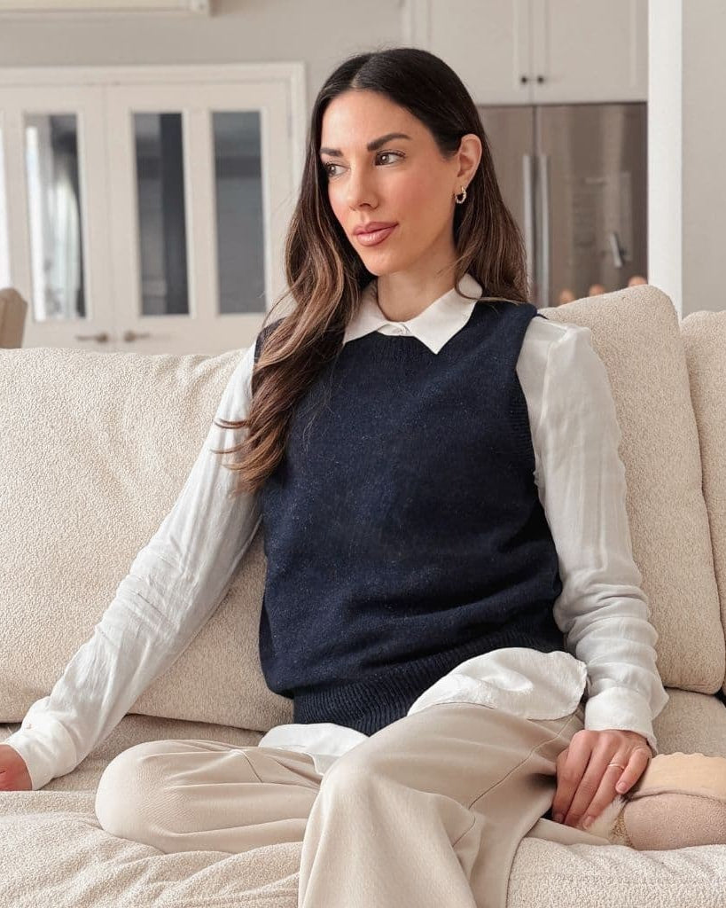 Women's Merino & Hemp Vest - Navy - Hemprino