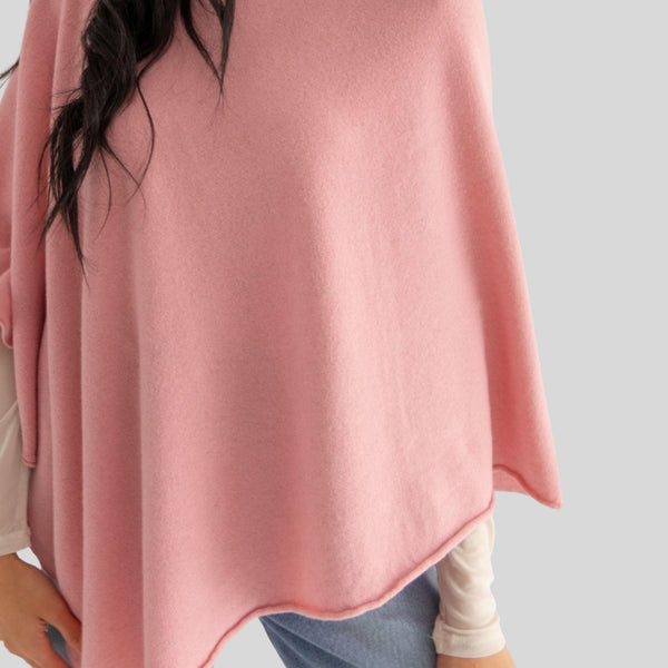 Women's Merino Wool & Hemp Wrap Poncho - Dusky Pink