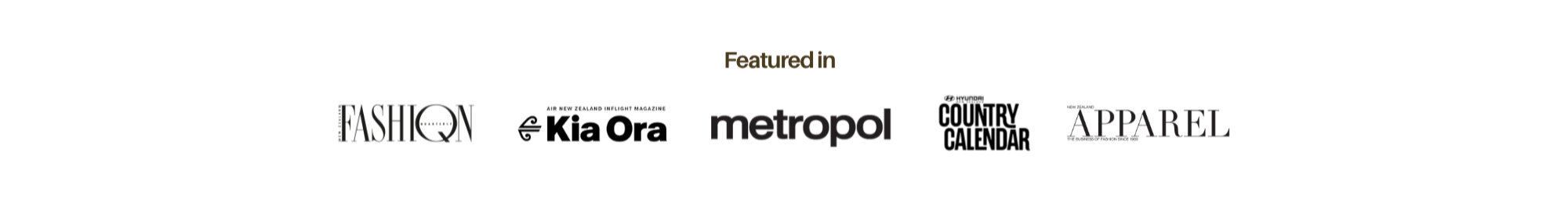 Green background with black text featuring fashion brands.