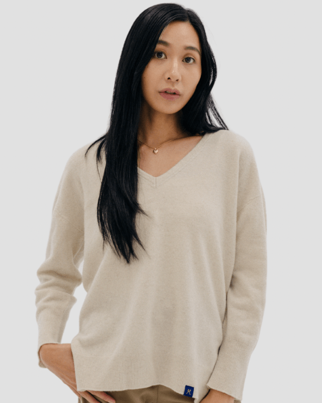 Women's V - Neck - Natural - Hemprino