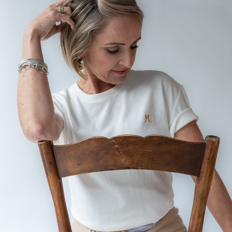 Soft white cream Tshirt made from hemp and organic cotton. Classic fit, unisex style suits both men and women. 