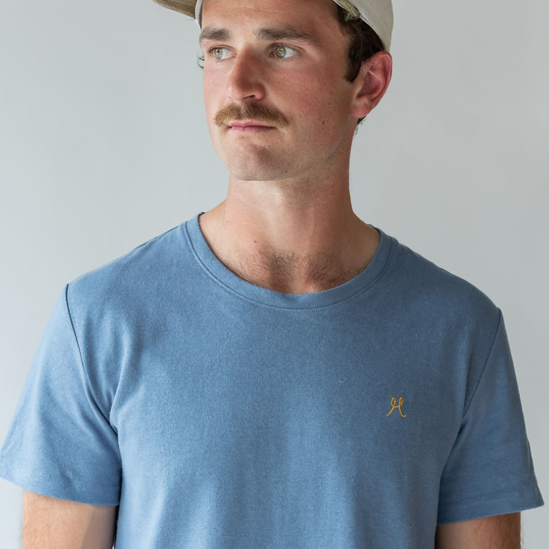 Hemp and Organic cotton unisex tshirt in light blue. 