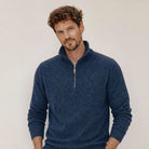 Men's Merino & Hemp Quarter-Zip Sweater - Navy - Hemprino