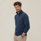 Men's Merino & Hemp Quarter-Zip Sweater - Navy - Hemprino