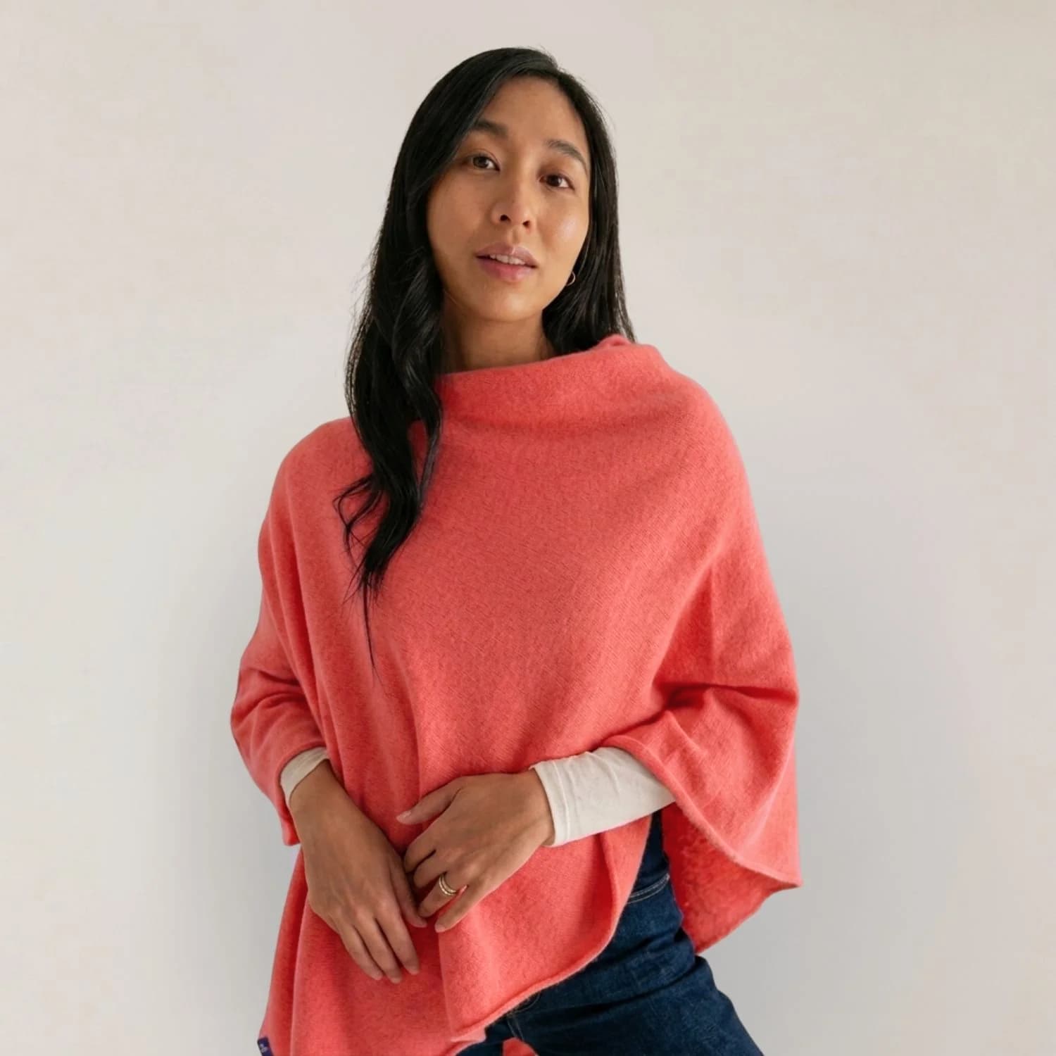 Merino & Hemp Wrap Poncho - Coral (Limited Edition) - Hemprino