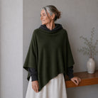 Merino & Hemp Wrap Poncho - Kea Green - Hemprino