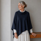 Merino & Hemp Wrap Poncho - Navy - Hemprino