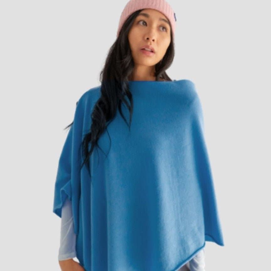 Merino & Hemp Wrap Poncho - Rakaia Blue - Hemprino