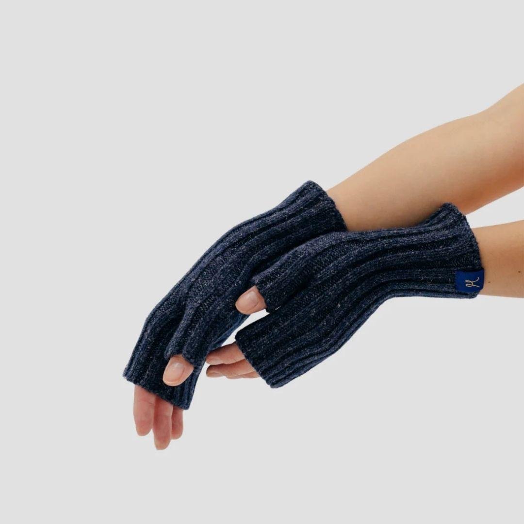 Merino Wool & Hemp Hand Warmers - Navy - Hemprino