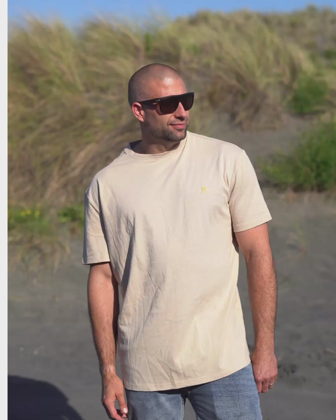 Man in Beige Tshirt on Beach