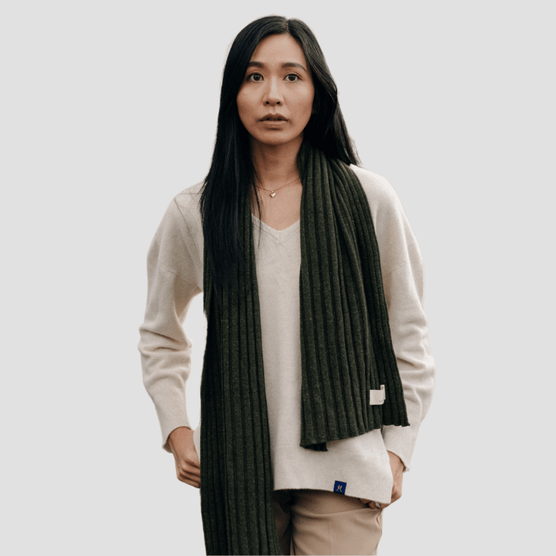 Rib-knit Scarf - Kea Green (Seconds) - Hemprino