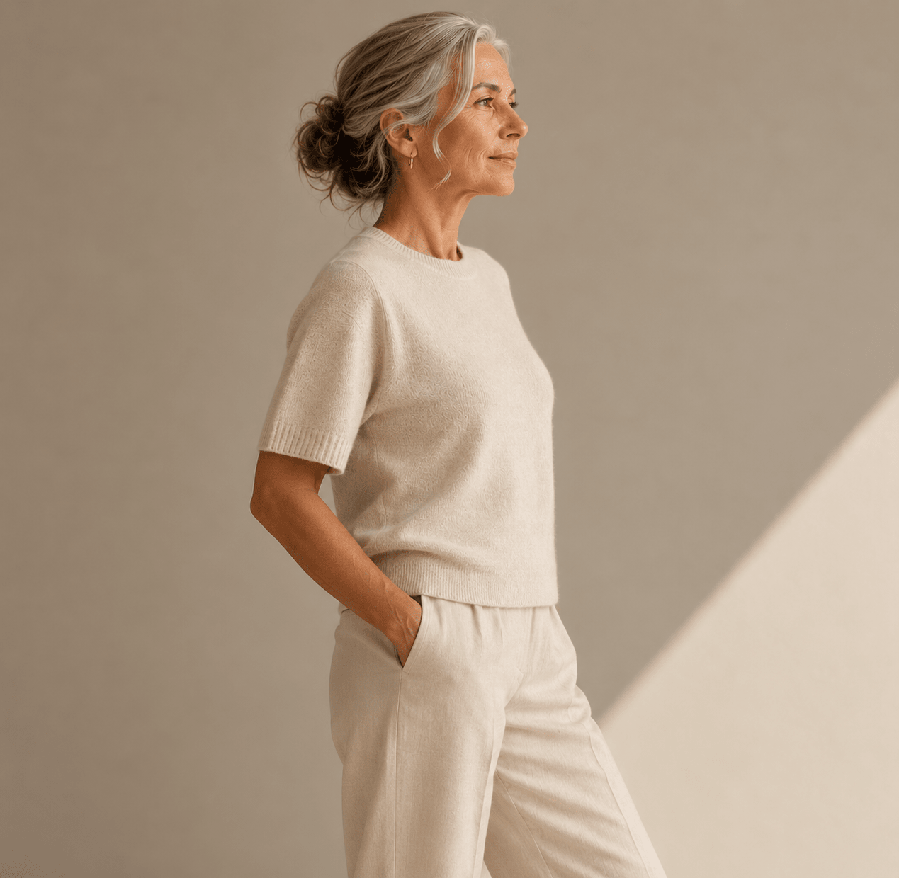 Women's Merino & Hemp Knit Tee - Natural - Hemprino