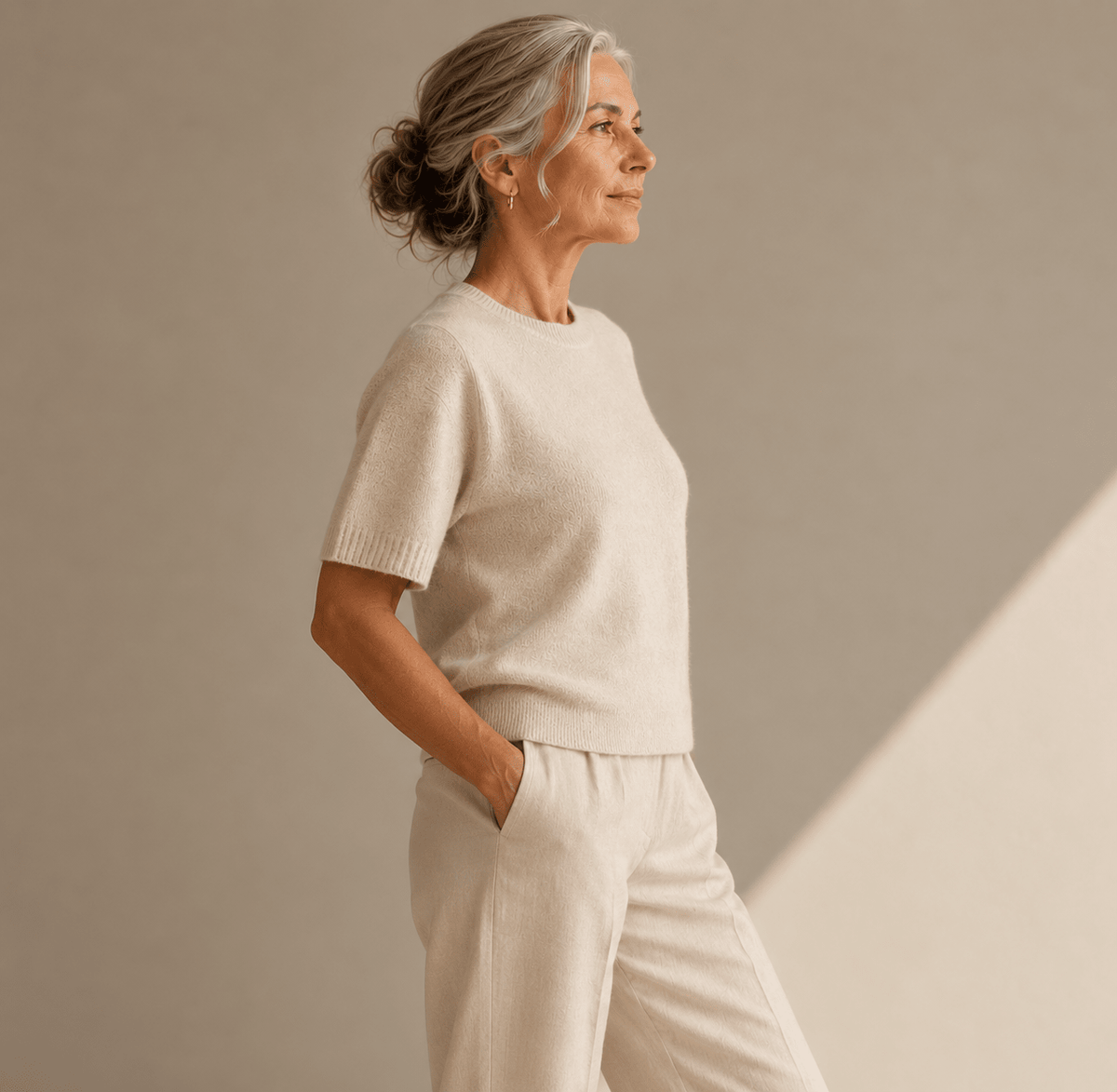 Women's Merino & Hemp Knit Tee - Natural - Hemprino
