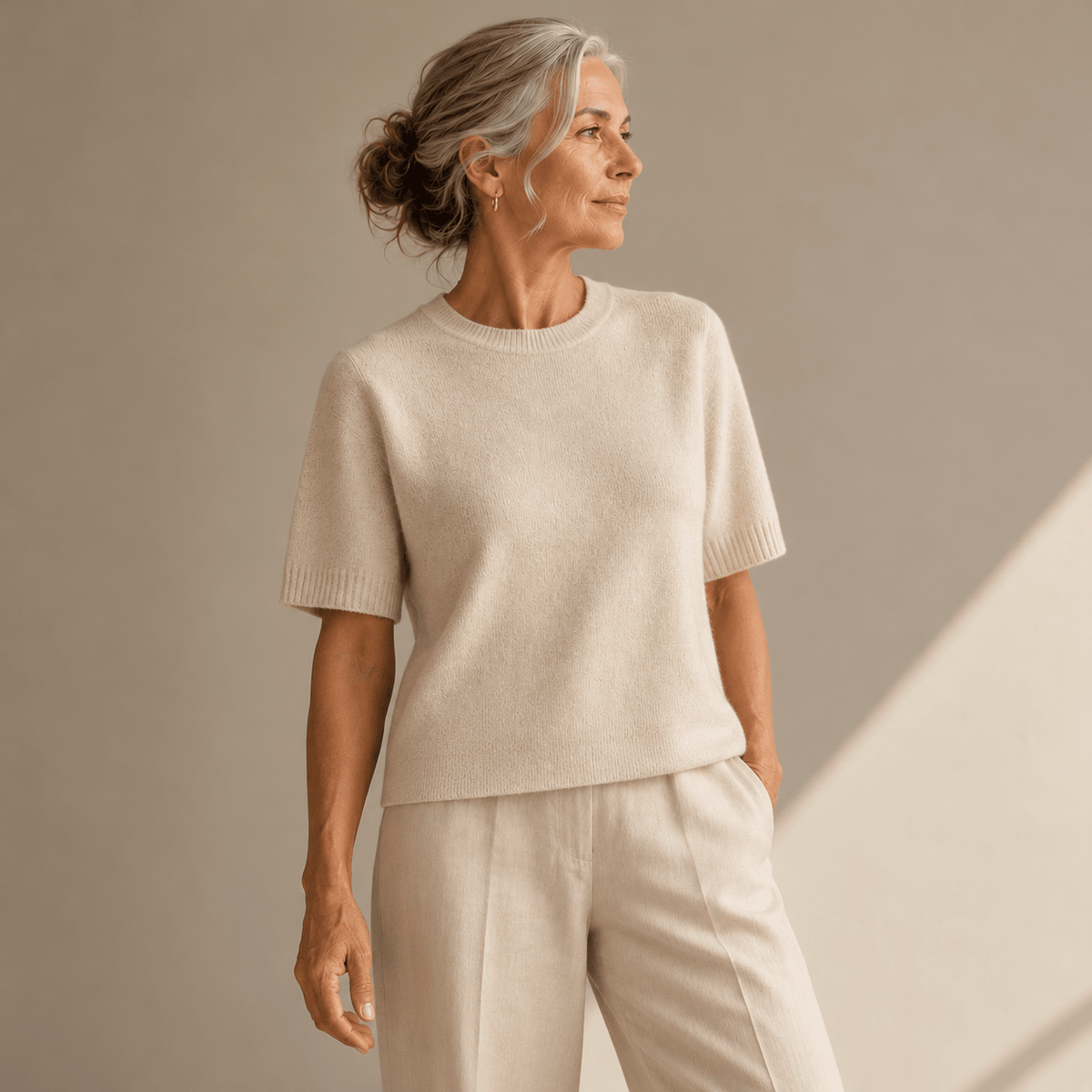 Women's Merino & Hemp Knit Tee - Natural - Hemprino