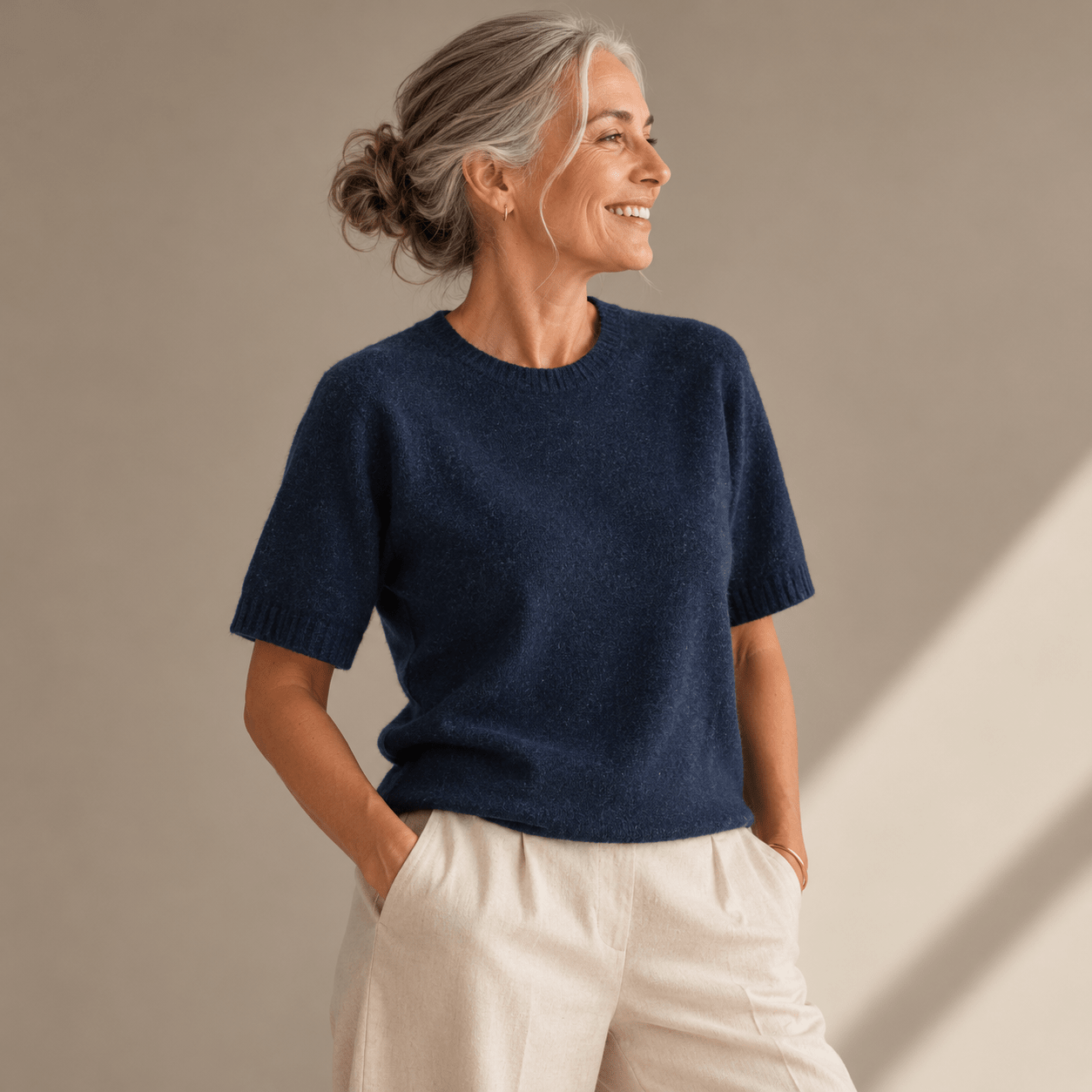 Women's Merino & Hemp Knit Tee - Navy - Hemprino