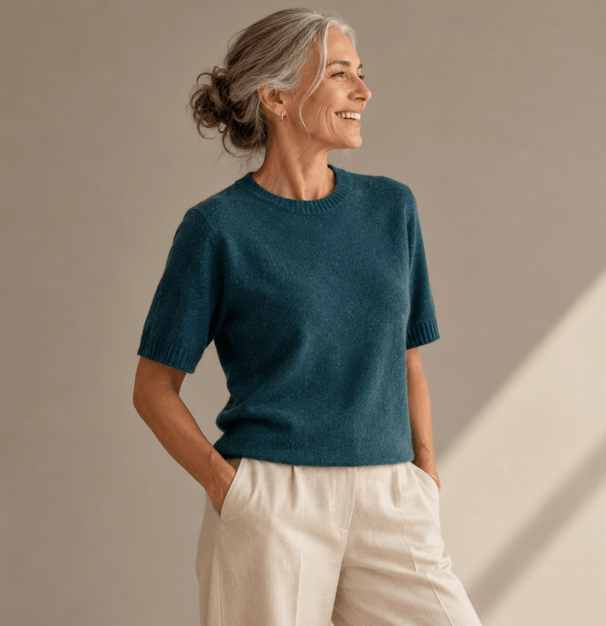 Women's Merino & Hemp Knit Tee - Teal - Hemprino